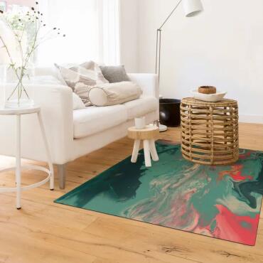 Korkteppich türkis-golden Läufer Badvorleger cork carpet BLEILE® 120 x 120 cm